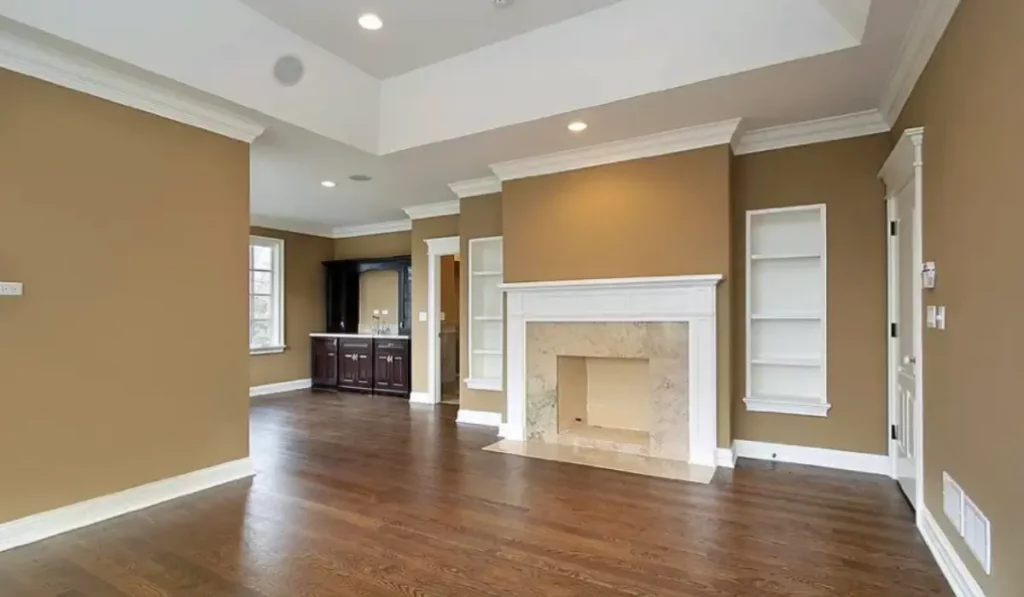 Neutral interior paint colors in a Naperville home with natural and overhead lighting.